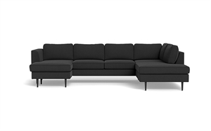 Houston sofa med chaiselong og open end VF - Jump fløjl antracit - STÆRK PRIS